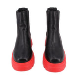 AZALEA WANG LINDIE RED BOOTIES BLACK 8 US