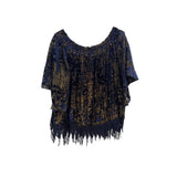 ELIE TAHARI PRINT TOPS NAVY/GOLD XL