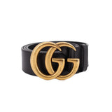 GUCCI MARMONT DOUBLE G WIDE LEATHER BELTS BLACK L | 40