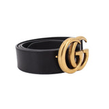GUCCI MARMONT DOUBLE G WIDE LEATHER BELTS BLACK L | 40