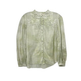 LOVESHACKFANCY EMBROIDERED TOPS GREEN S