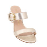 STUART WEITZMAN METALLIC HEELED SANDALS GOLD 6 US