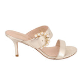 STUART WEITZMAN METALLIC HEELED SANDALS GOLD 6 US