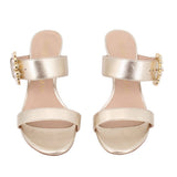 STUART WEITZMAN METALLIC HEELED SANDALS GOLD 6 US
