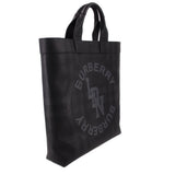 Burberry logo graphic tote crossbody bag in black, side view with partial logo