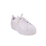White PUMA Mayze Classic platform sneakers, lace-up front and textured side panel