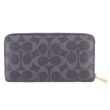 COACH ZIP AROUND WALLETS NAVY SIGNATURE