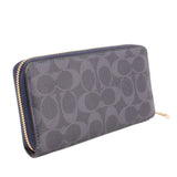 COACH ZIP AROUND WALLETS NAVY SIGNATURE