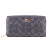 COACH ZIP AROUND WALLETS NAVY SIGNATURE