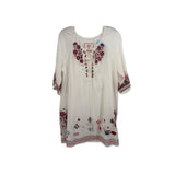JOHNNY WAS EMBROIDERED DRESSES WHITE XL