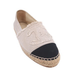 CHANEL ESPADRILLES FLATS CREAM/BLACK 41 EU | 10 US