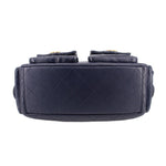 CHANEL large shoulder bag base in dark navy quilted leather with side handles