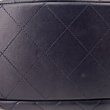 CHANEL shoulder bag quilted navy leather panel with diamond stitching