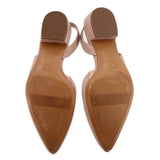 Nude slingback heels outsole view with textured tread and heel block