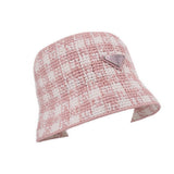 PRADA HOUNDSTOOTH BUCKET HATS PINK M