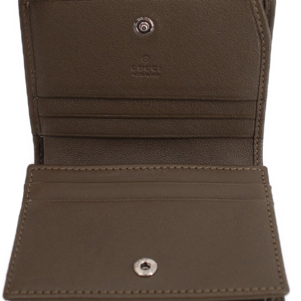 Olive leather Blondie wallet interior with card slots and snap button