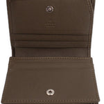Olive leather Blondie wallet interior with card slots and snap button