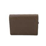 Olive leather Blondie wallet front with diagonal quilt panels and snap closure