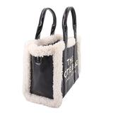 MARC JACOBS THE MINI CRINKLE SHEARLING TOTES BLACK