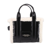 MARC JACOBS THE MINI CRINKLE SHEARLING TOTES BLACK