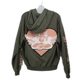 Boys green hoodie with large chest graphic, hood, and long sleeves