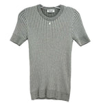 COURREGES ribbed knit short-sleeve top, gray