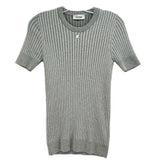 COURREGES ribbed knit short-sleeve top, gray