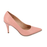 Coach Waverly pink pump heels, high stiletto heel and beaded edge trim