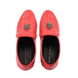 KURT GEIGER patent leather loafers, red closed-toe slip-ons with gold logo badge