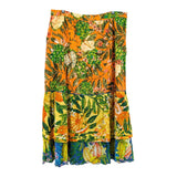FARM RIO CAIPIRINHA TIERED COTTON MIDI SKIRTS ORANGE/MULTI XL