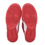 Women's Nike Dunk Low sneakers, red rubber outsoles with textured traction