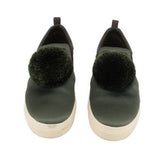 TORY BURCH DAPHNE POM POM SATIN SNEAKERS GREEN 9.5 US