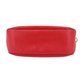 Red LOUIS VUITTON Dhanura PM crossbody bag bottom view with textured leather finish