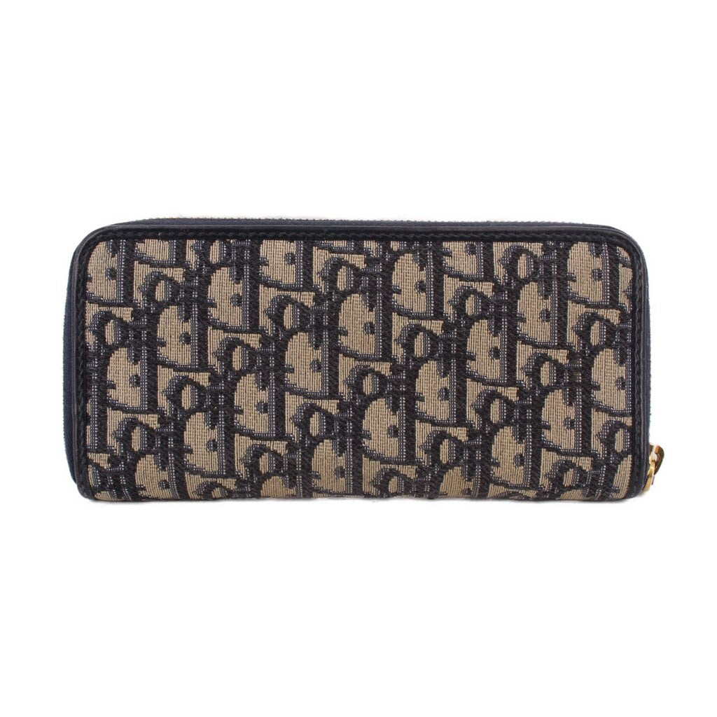 CHRISTIAN DIOR long zip wallet, Dior Oblique monogram with CD emblem