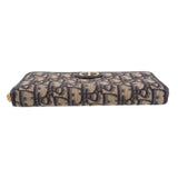 CHRISTIAN DIOR long zip wallet top view, Dior Oblique monogram with CD emblem