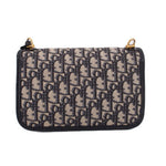 Blue Dior monogram flap crossbody bag, back panel with black trim