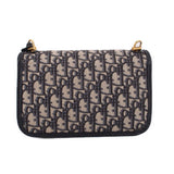 Blue Dior monogram flap crossbody bag, back panel with black trim