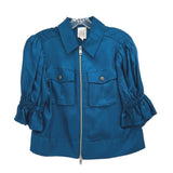 CINQ A SEPT CROPPED JACKETS TEAL XS
