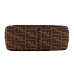 Zucca flap crossbody bag, tobacco FF canvas; flat bottom panel view