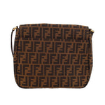 Zucca flap crossbody bag, tobacco FF monogram canvas, front view