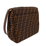 Zucca flap crossbody bag, tobacco FF pattern, opposite side with strap