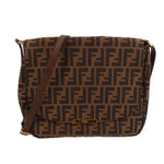 FENDI Zucca flap crossbody bag, tobacco FF monogram with brown trim