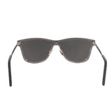Black cat-eye sunglasses, dark lenses with slim temples, front angle