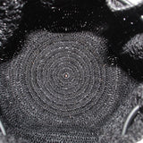 Black raffia woven texture on bucket bag