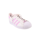 ADIDAS Superstar low sneakers in white with pink stripes and lace-up front