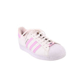 ADIDAS Superstar low sneakers in white with pink stripes and lace-up front