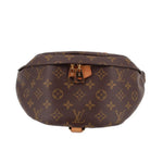 Monogram bumbag with gold-tone dual buckles and brown leather trim