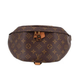 Monogram bumbag with gold-tone dual buckles and brown leather trim