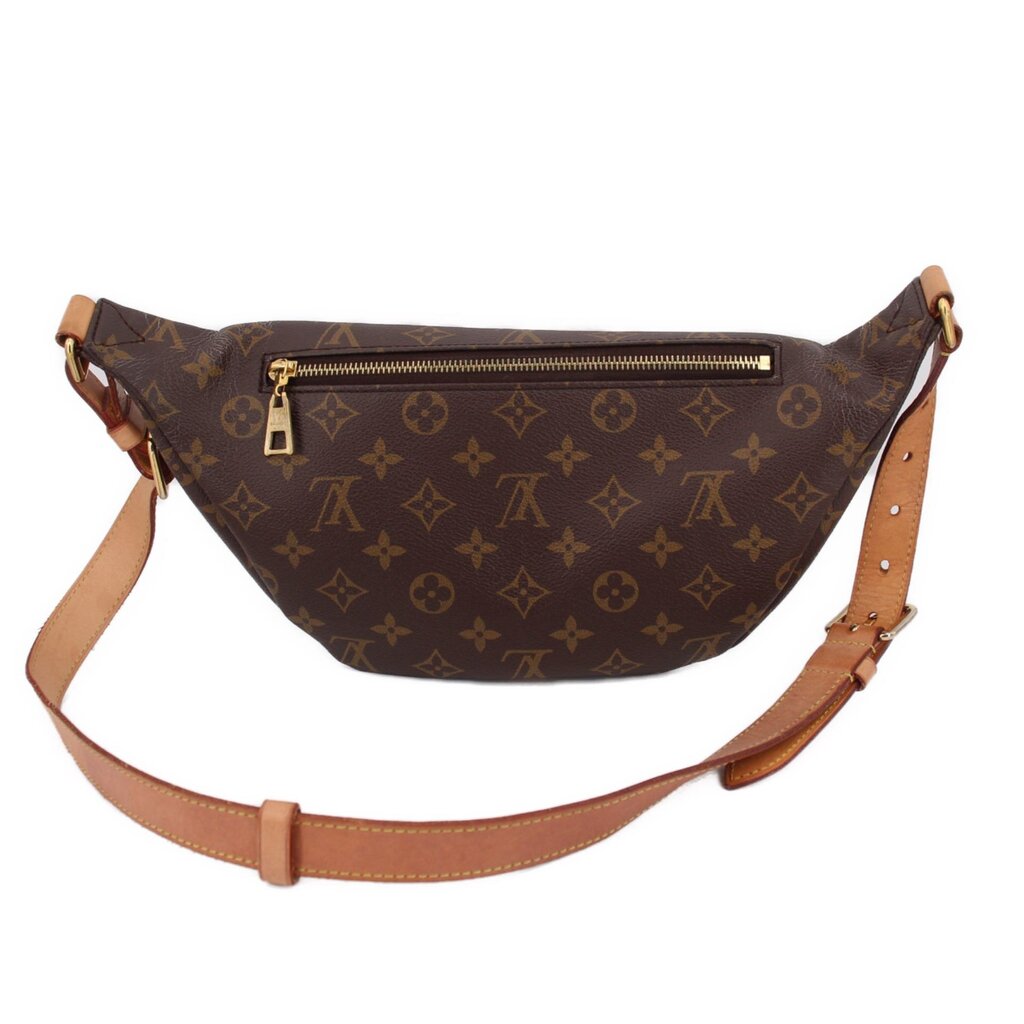 Monogram waist bag with front zipper and adjustable shoulder strap