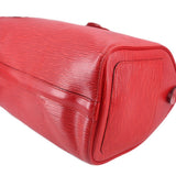 Red Speedy 25 crossbody bag close-up of side panel and stitched edge